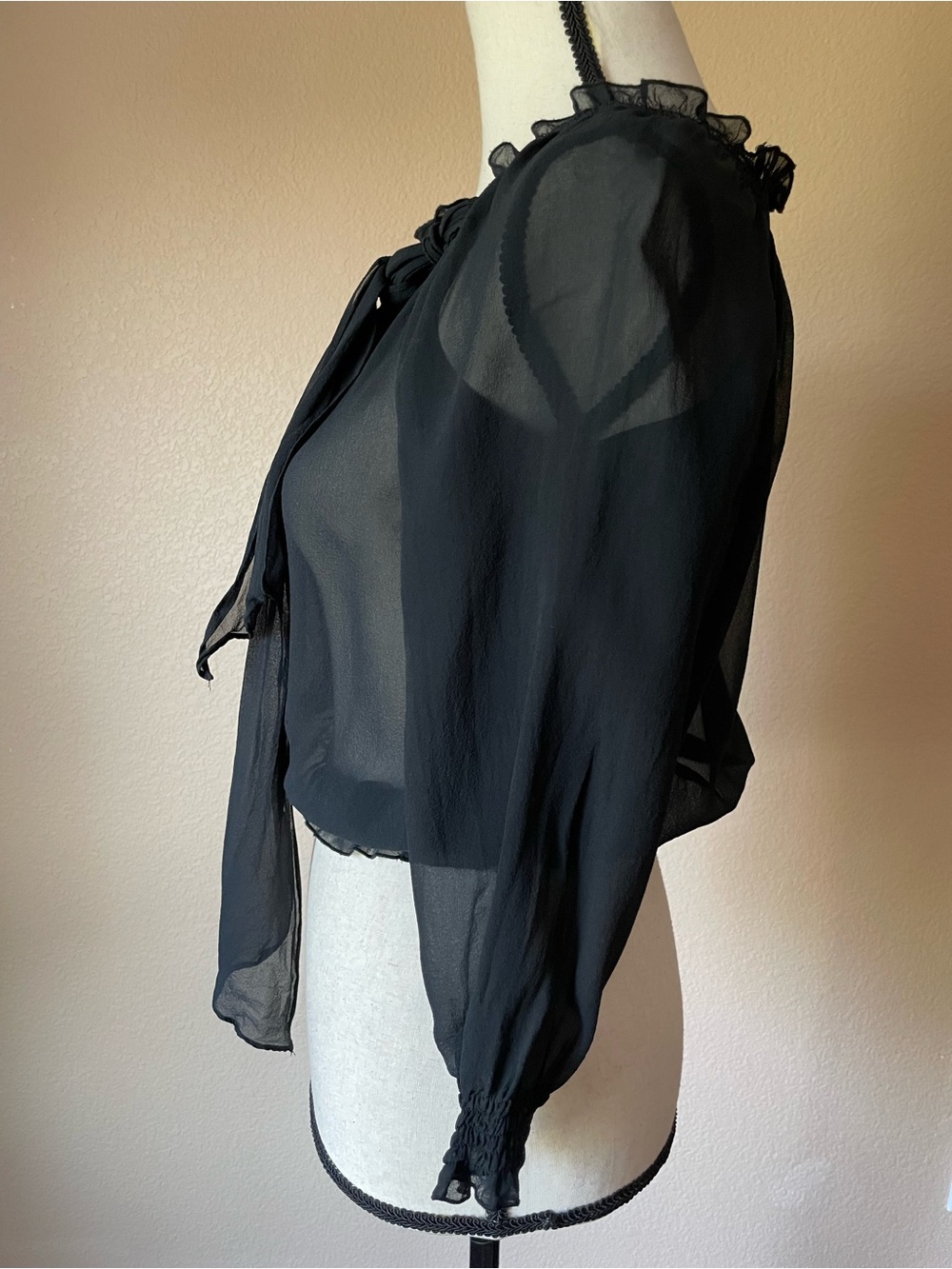 The Limited Black Off-Shoulder Sheer Blouse - Picture 4 of 9
